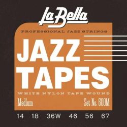 La Bella 600M  Jazz Tapes guitar string set 14-67 white nylon tape wound