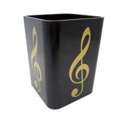 Plastic Pen Holder Square Gold Treble Clef