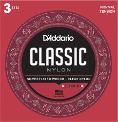 Daddario струни за класическа китара clear nylon silver wound  EJ 27 N пакет с 3 комплекта