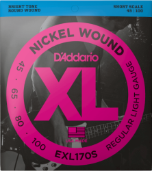 Daddario  EXL170S, 45-100 Regular Light, Short Scale, XL Nickel Bass Strings