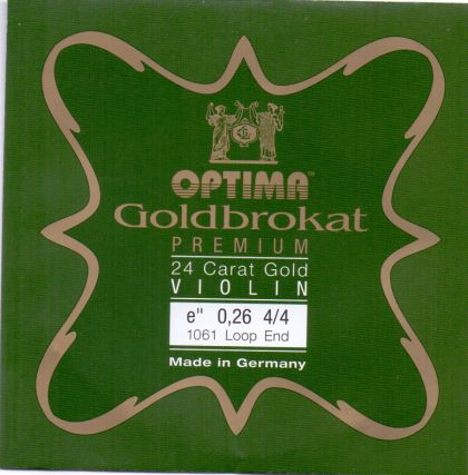 Optima Goldbrokat Е 24 K gold string for Violin 0,26  with loop end