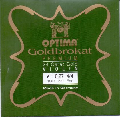 Optima Goldbrokat Е 24 K gold string for Violin 0,27  with ball end