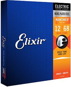 Elixir Strings for Electric Baritone guitar with Original Nanoweb ultra thin coating 012-068