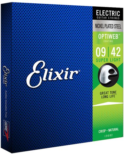 Elixir Strings for Electric guitar with Original Optiweb ultra thin coating 009-042