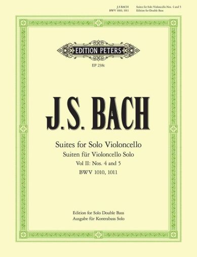 Bach - Six Suites for Violoncello solo BWV 1007- 1012 edition for double bass volume II