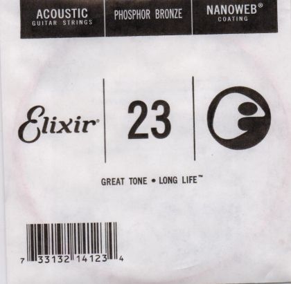 Elixir Single String for Acoustic guitar Ph.Bronze with Original Nanoweb ultra thin coating 023