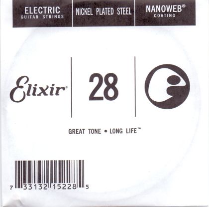 Elixir 028 единична струнa за електрическа китара с Nanoweb покритие