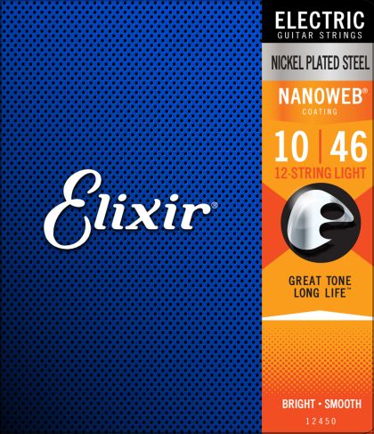 Elixir 12 string electric guitar Nanoweb Coated Nickel Plated  Light 10-46