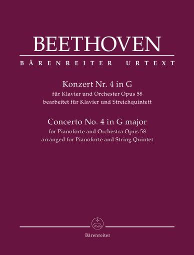 Beethoven Concerto for Pianoforte and Orchestra no. 4 op. 58 arranged for Pianoforte and String Quintet
