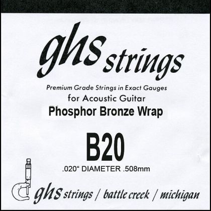 GHS единична струна Фосфор бронз за акустична китара 020
