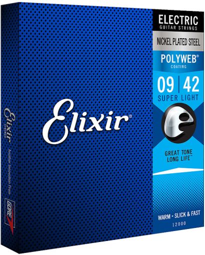 Elixir Strings for Electric guitar with Original Polyweb ultra thin coating 009-042