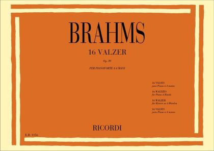 Brahms 16 VALZER OP. 39, One Piano, Four Hands