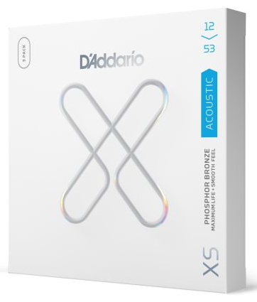 DADDARIO XSAPB1253 12-53 Light, XS Phosphor Bronze Coated Acoustic Guitar Strings 3Pack