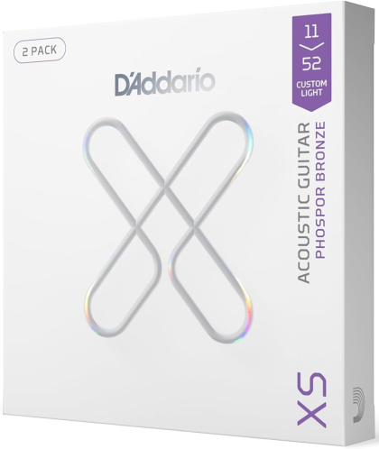 DADDARIO XSAPB1152-2P 11-52  Custom Light, XS Phosphor Bronze Coated струни за акустична китара 2Pack