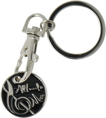 Keyring ''All I Need Is Music'' Dia 4,0 Cm White / Black