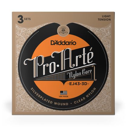 D'addario Strings for classic guitar clear nylon silver wound - EJ43- 3D