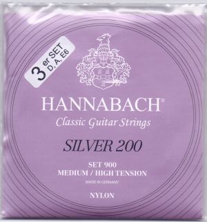 Hannabach 900 Silver 200 MHT medium/high tension 3 er set D,A,E6 