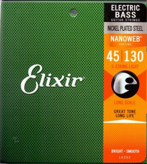 Elixir Nickel Plated 5-струнен комплект с NANOWEB покритие - размер: 045-130