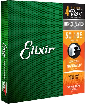 Elixir Nickel Plated 4-струнен комплект с NANOWEB покритие - размер: 050 - 105