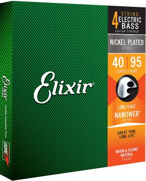 Elixir Nickel Plated 4-струнен комплект с NANOWEB покритие - размер: 0.40-0.95
