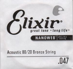 Elixir 6-та струнa за акустична китара Brozne  с Original Nanoweb ultra thin coating 047