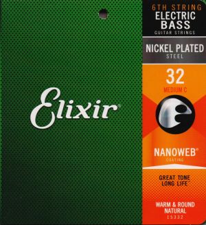 Elixir Nickel Plated Custom 6-та единична струна с NANOWEB покритие - размер: 032