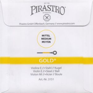 Pirastro Gold Steel единична струна за цигулка - Е с топче