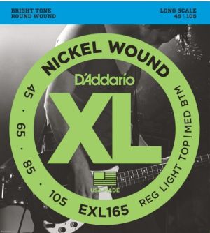 Daddario XL165 струни за бас китара nickel round wound 045 - 105