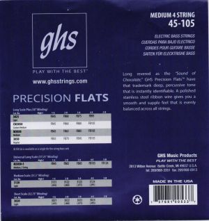 GHS Precision flatwound  струни за 4-струнна бас китара  stainless steel - 045 - 105