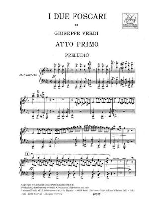 Верди - Двамата Фоскари клавирно извлечение