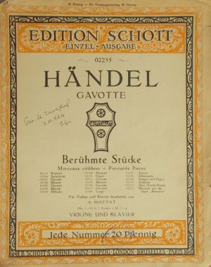 Хендел - Гавот в си бемол мажор за чело и пиано