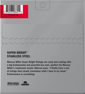 Dunlop струни за бас китара Stainless Steel Marcus Miller Super Bright 45-105 DBMMS45105