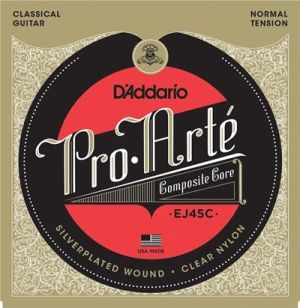 D'addario Strings for classic guitar clear nylon silver wound - EJ45C