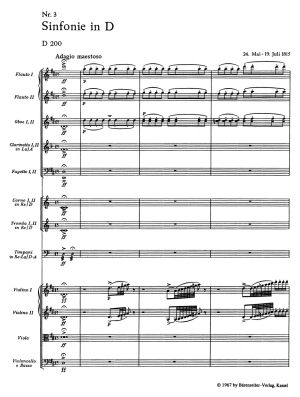 Schubert  Symphony no. 3 in D major D 200 Score small