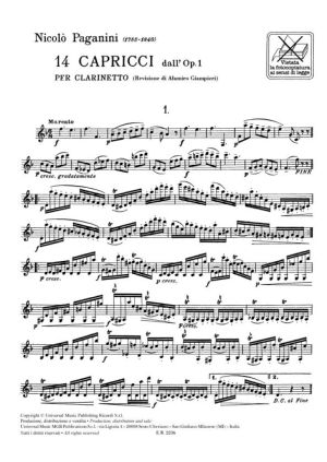 Паганини 14 капричии оп.1 и Мото Перпето оп.11 обработка за кларинет