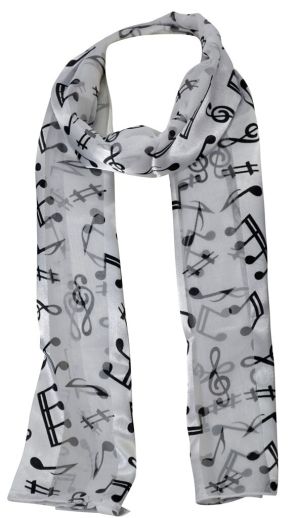 MUSIC SCARF WHITE BACKGROUND WHITE MUSICAL NOTES
