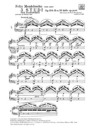 Mendelssohn 3 STUDI OP. 104 B - N. 33 DELLE OPERE POSTUME