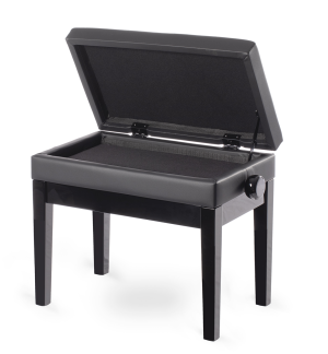  стол за пиано черен гланц  с кутия за ноти