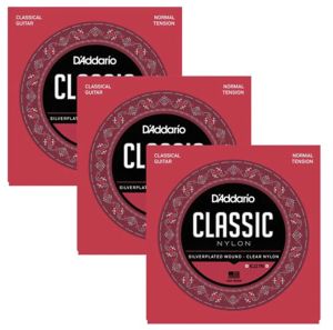 D'addario Strings for classic guitar clear nylon silver wound - EJ27N 3Pack