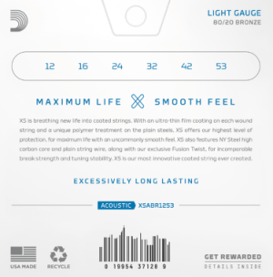  DADDARIO XSABR1253 12-53 Light, XS 80/20 Bronze Coated струни за акустична китара 3Pack