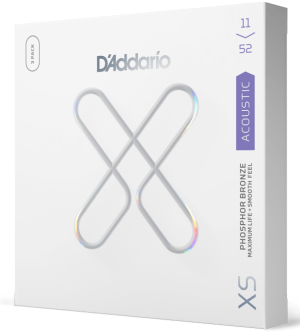 DADDARIO XSAPB1152 11-52 Custom Light, XS Phosphor Bronze Coated Acoustic Guitar Strings 3Pack
