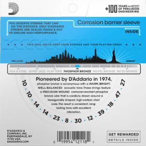 Daddario EJ38 струни за 12-струнна акустична китара Phosphor Bronze  10-47