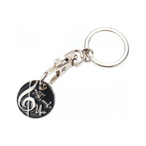 Keyring ''All I Need Is Music'' Dia 4,0 Cm White / Black