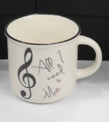  Mug ''All I need is music'' white 350 ML