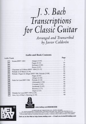 Bach Transcriptions For Classic Guitar 