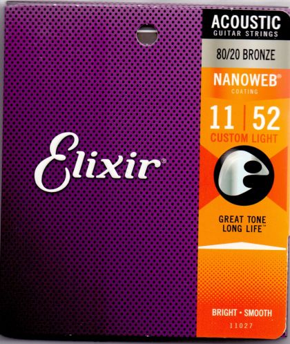 Elixir Strings for Acoustic guitar 80/20 Bronze Original Nanoweb ultra thin coating 011-052