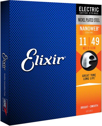 Elixir Strings for Electric guitar with Original Nanoweb ultra thin coating 011-049