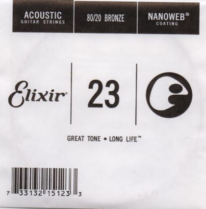 Elixir Single String for Acoustic guitar Bronze with Original Nanoweb ultra thin coating 023
