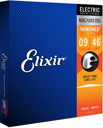 Elixir Strings for Electric guitar with Original Nanoweb ultra thin coating 009-046