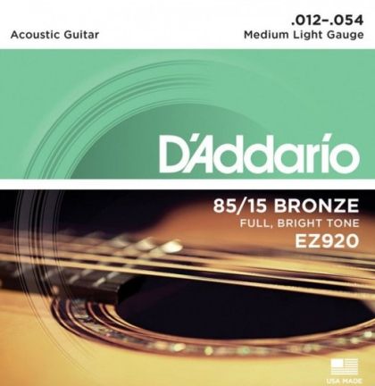 D'addario 12-54 bronze strings for acoustic guitar EZ920